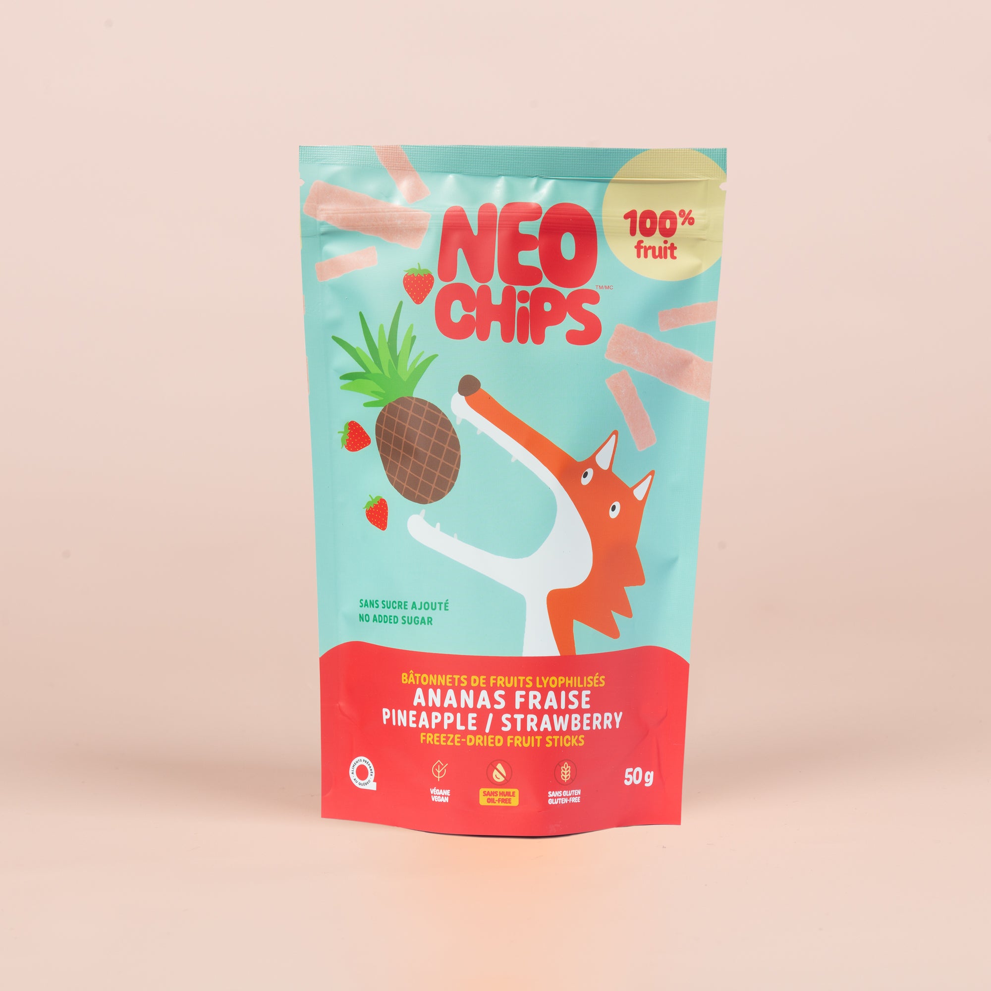 Bâtonnets ananas et fraise - Fruits lyophilisés - Néo Chips – Improove