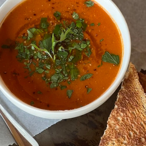 recette soupe lentilles tomates rôties